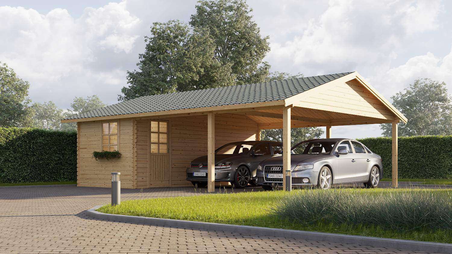 Carport double + shed
